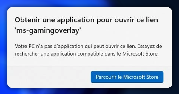 obtenir une application pour ouvrir ce lien ms gamingoverlay