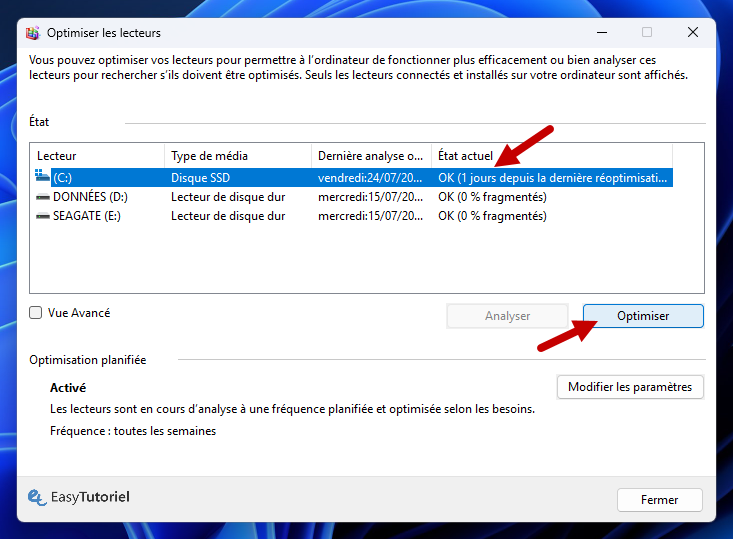 optimiser lecteur defrag