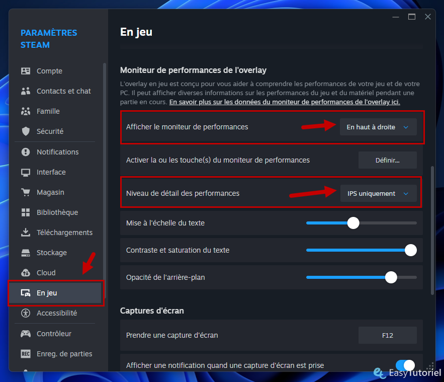 parametres steam en jeu afficher moniteur performances