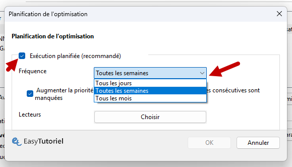 planification de l optimisation execution planifiee toutes les semaines jours mois