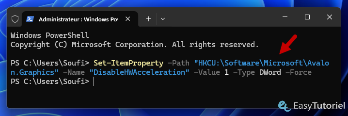 powershell disablehwacceleration 1