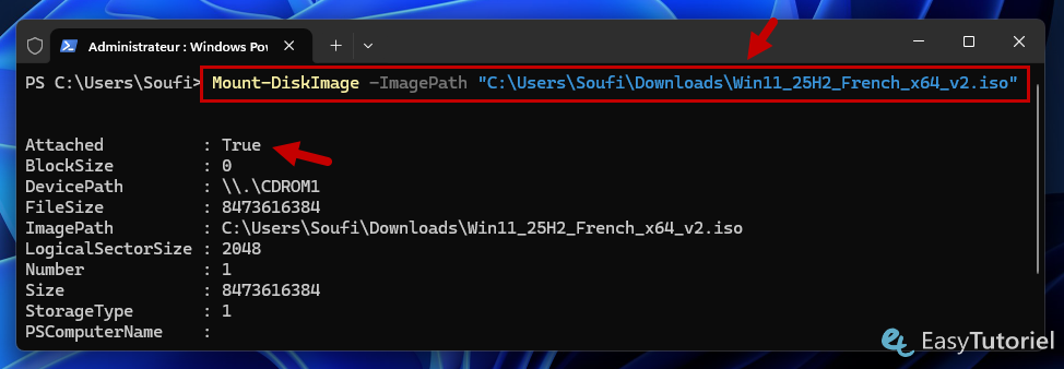 powershell mount diskimage imagepath