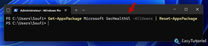 powershell reset windows security