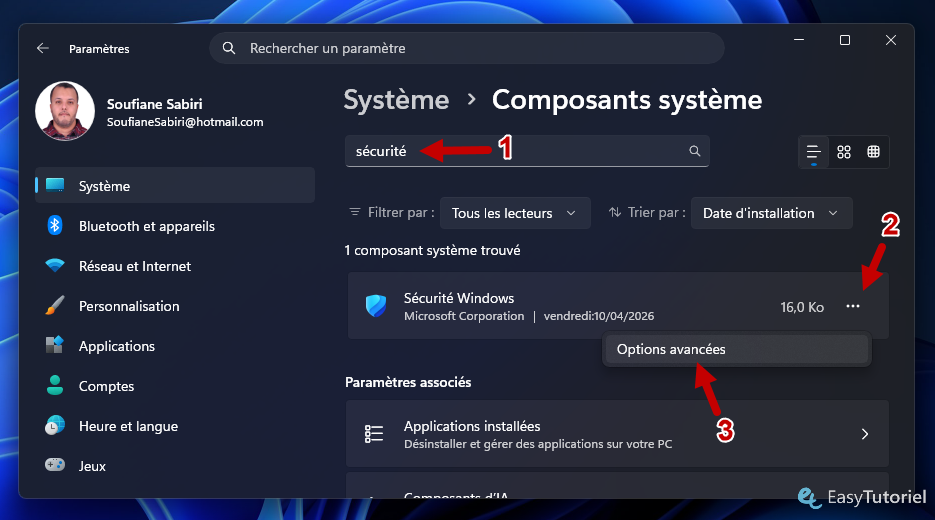 securite windows options avancees