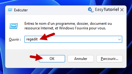 winr executer regedit