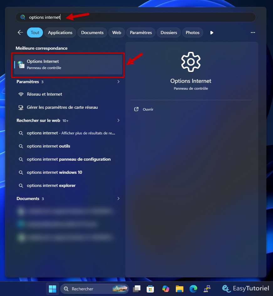 options internet demarrer