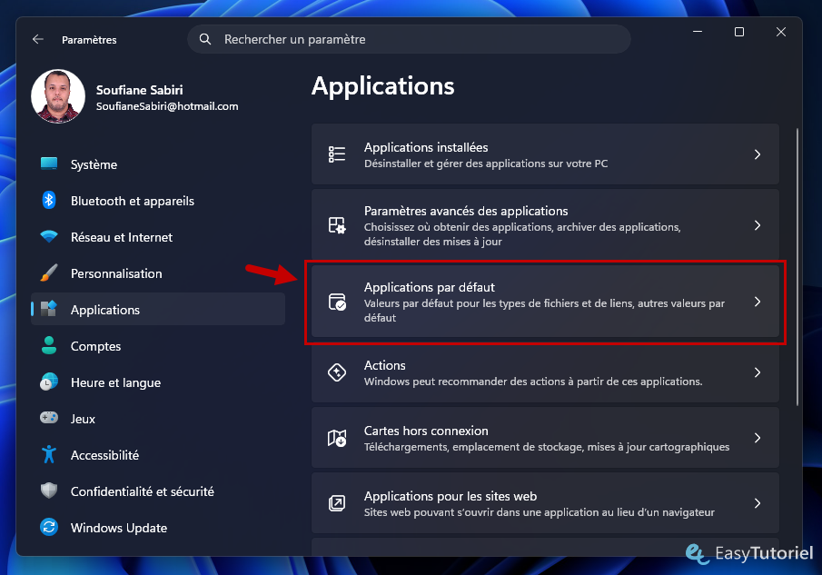applications par defaut