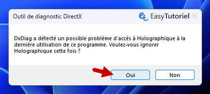 outil de diagnostic directx oui